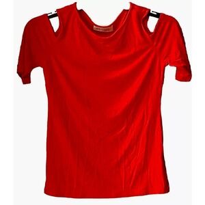 Philosophy Republic Clothing Top Medium RED  Rayon SS Cut Out Shoulders